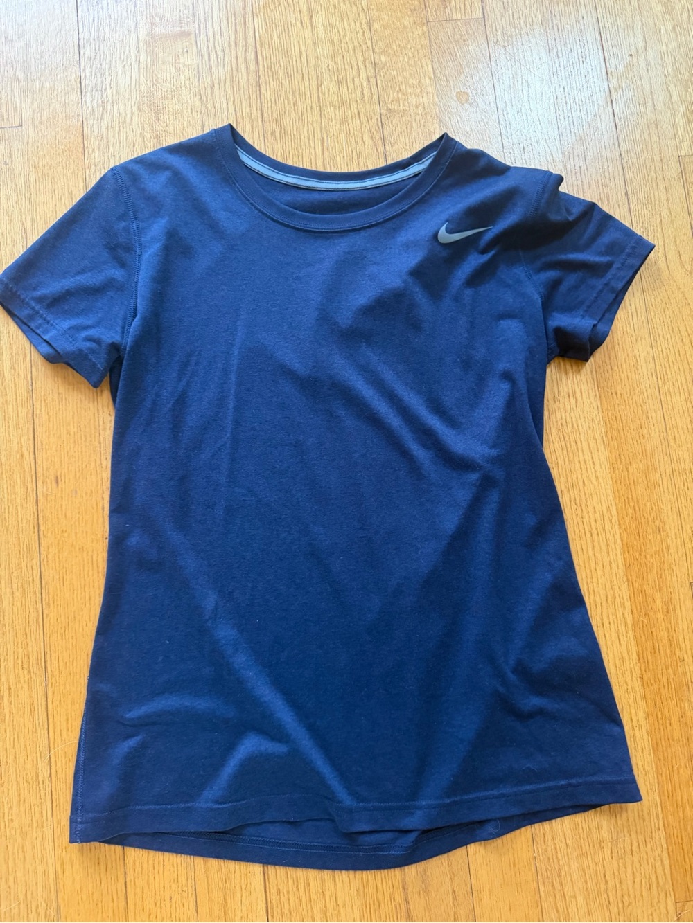 Nike Navy Short Sleeve Athletic Tee with Reflective Swoosh